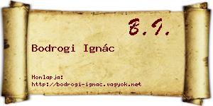 Bodrogi Ignác névjegykártya